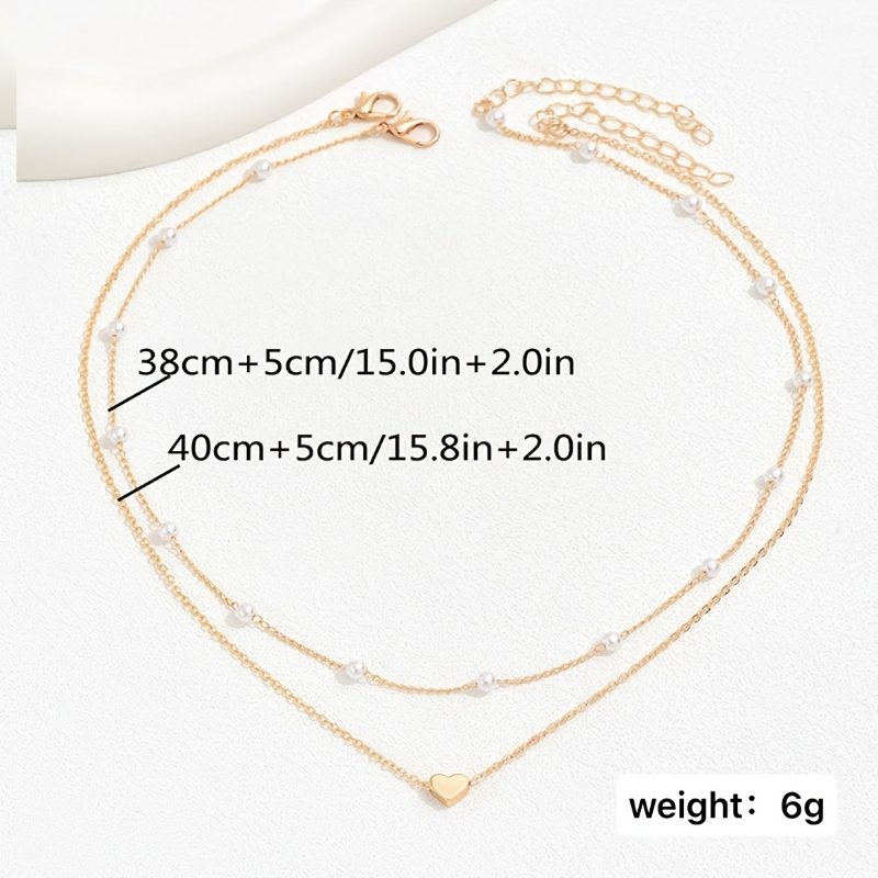 2pcs Heart-Shaped Layered Pendant Necklace Set for Women